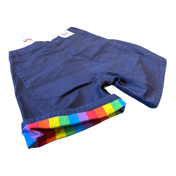 NEW Pride Bunny Roll Up Cuff Rainbow Shorts Size 10 - Picture 2 of 5